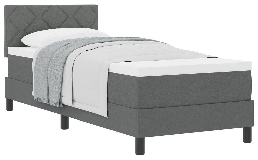 Cama Box com Colchão Cinza Escuro 80x200 cm Tecido