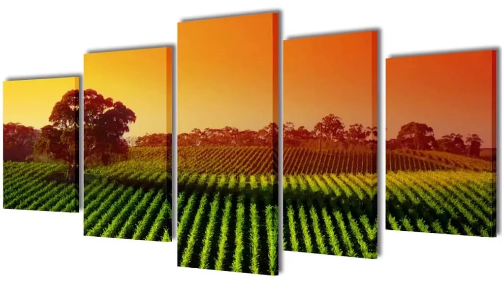 241581 vidaXL Políptico impressão campos/plantações 200 x 100 cm