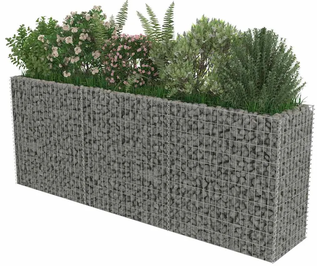 Canteiro elevado/cesto gabião 270x50x100 cm aço galvanizado