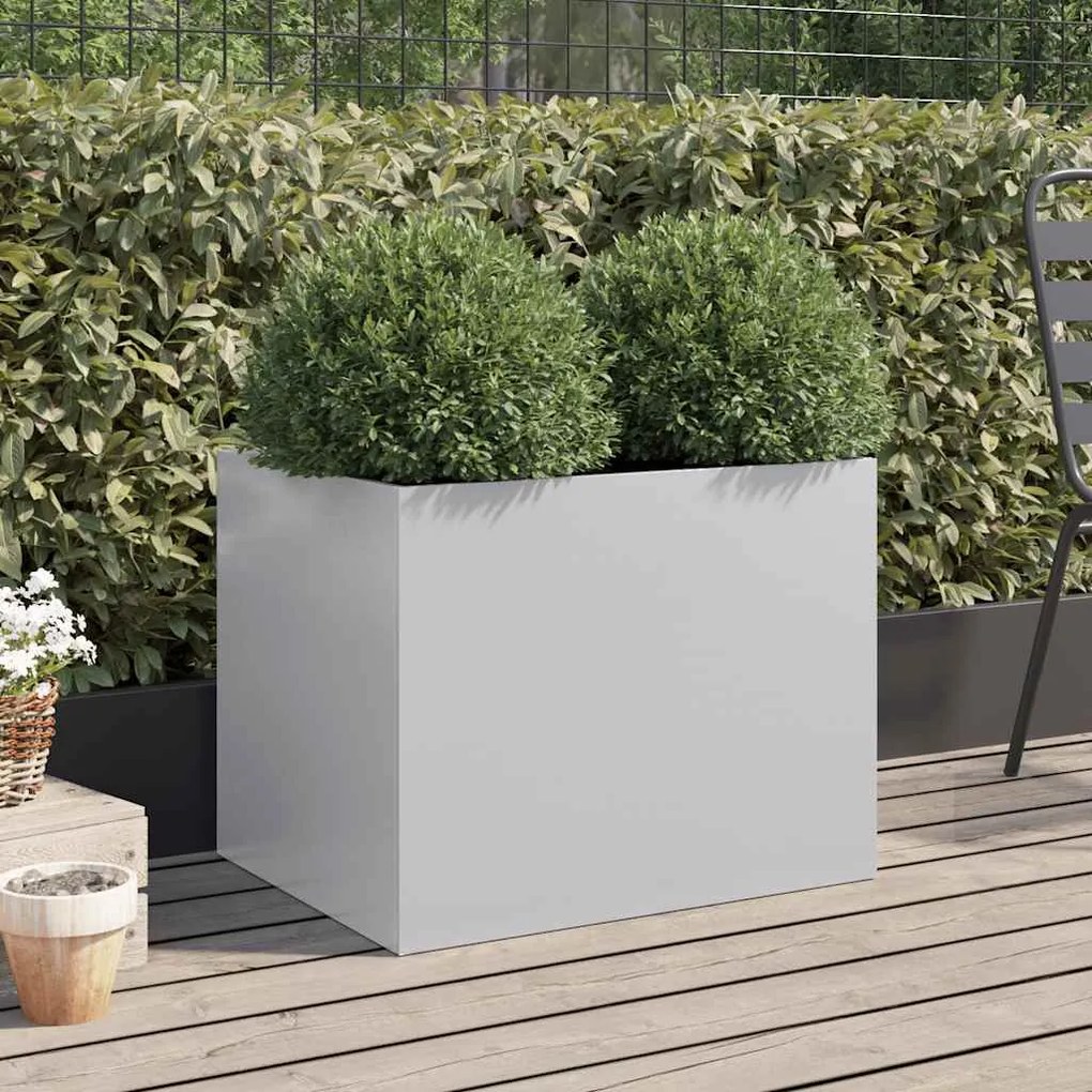 Vaso/floreira 62x47x46 cm aço galvanizado prateado