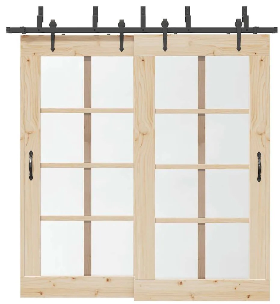 Kit de ferragens para porta deslizante 213,5 cm aço preto