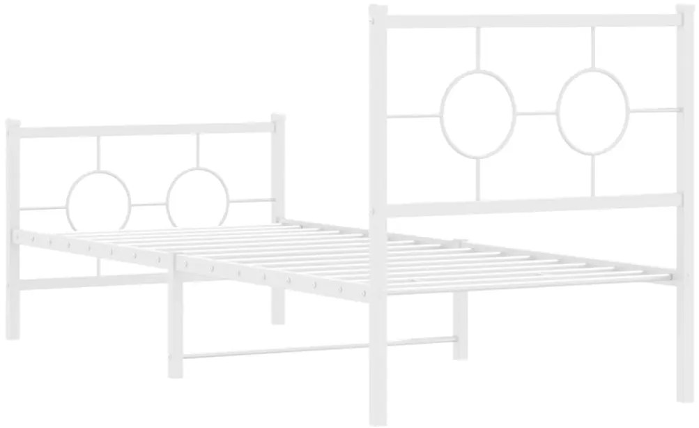 Estrutura de cama com cabeceira e pés 75x190 cm metal branco