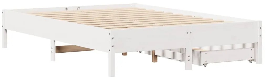 Cama sem colchão 140x190 cm madeira de pinho maciça branco