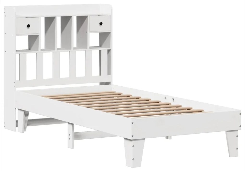 Cama sem colchão 100x200 cm madeira de pinho maciça branco