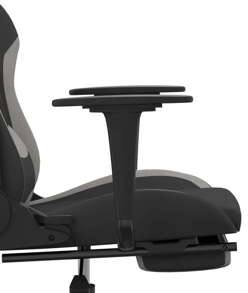 Cadeira de gaming com apoio de pés tecido Cinza e verde-claro
