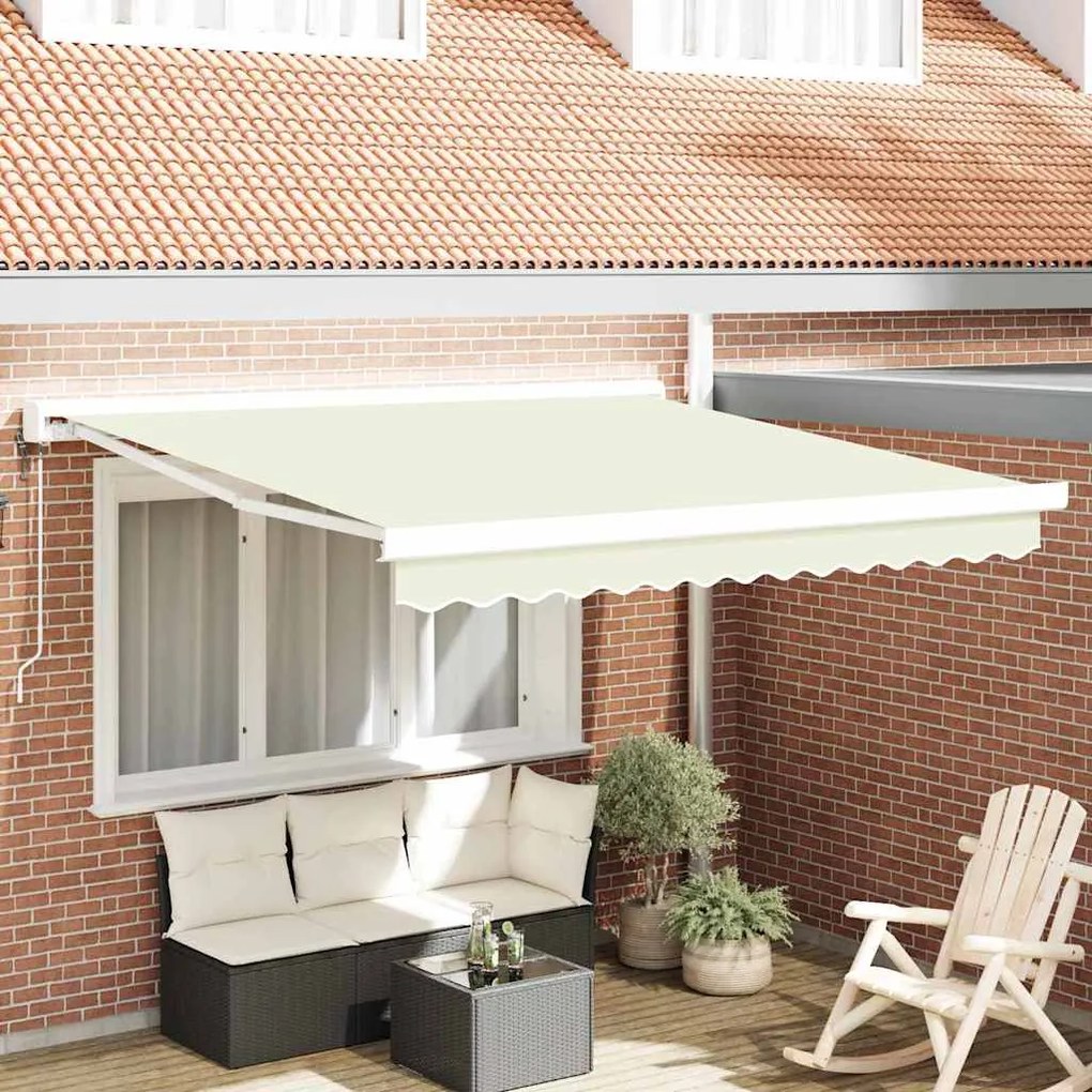 vidaXL Toldo Retrátil Manual Creme 300 x 250 cm Tecido, Metal