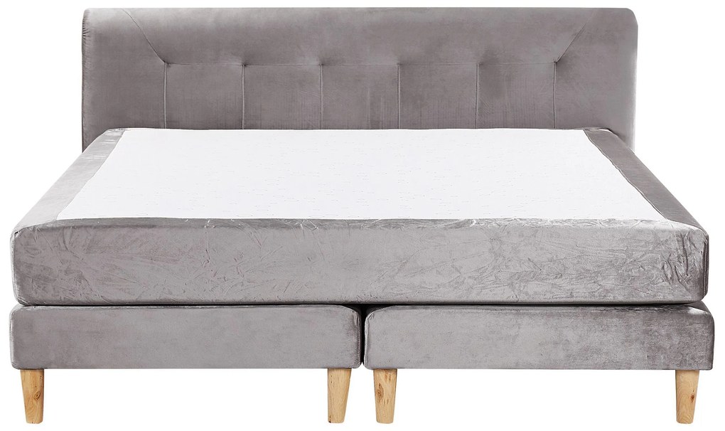 Cama de casal continental em veludo cinzento 180 x 200 cm MARQUISE Beliani