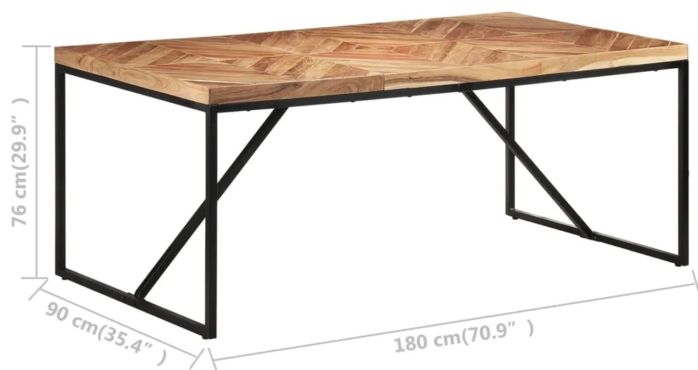 Mesa de jantar 180x90x76 cm madeira acácia maciça e mangueira