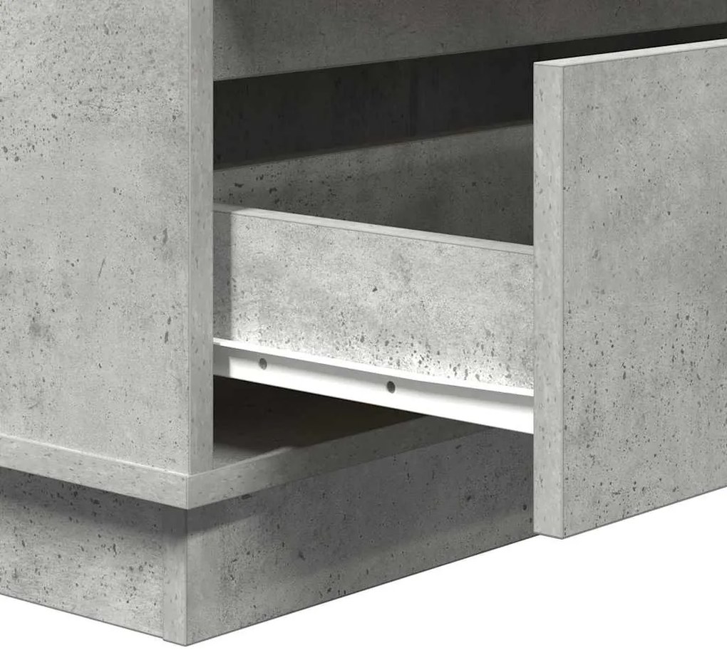 Cômoda de Cabeceira vidaXL com LED Cinza Concreto 71x34,5x75 cm Madeir