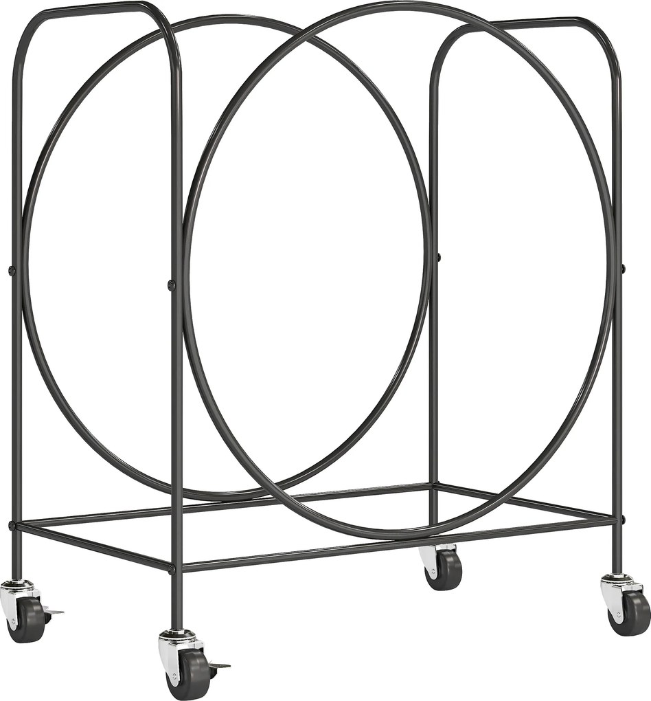 Outsunny Suporte Metálico para Lenha com Rodas para Interior e Exterior 51x30x60 cm Preto | Aosom Portugal