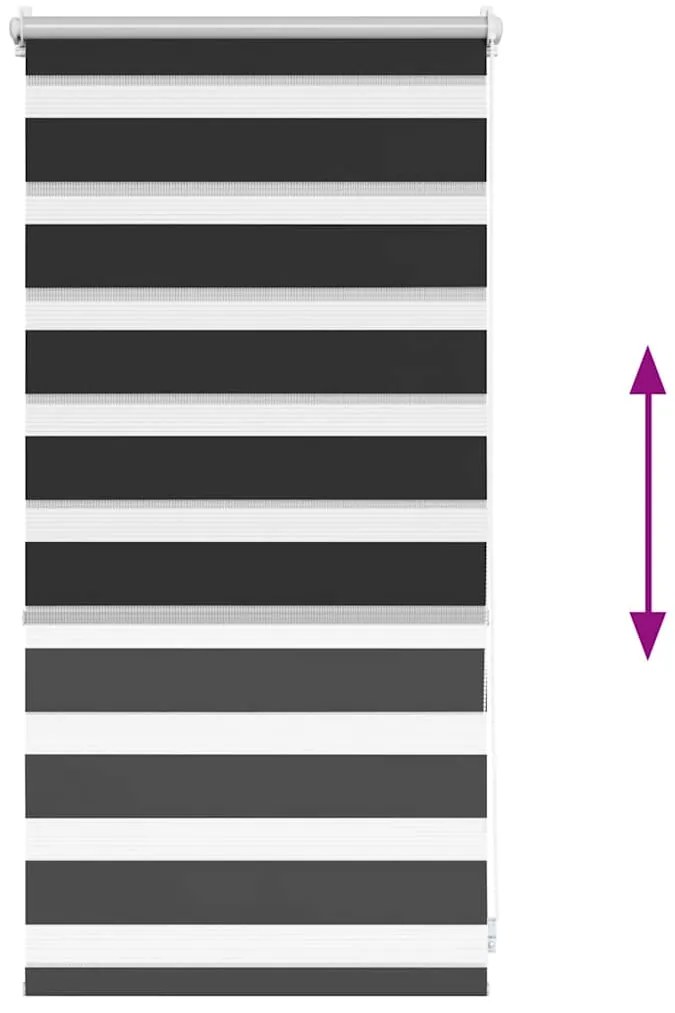 Estore de rolo 40 x 100 cm, linhas de zebra / Preto