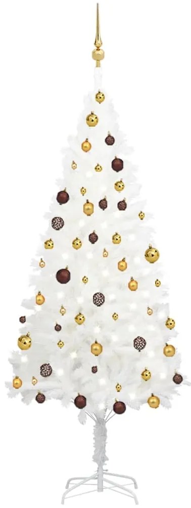 vidaXL Árvore Natal artificial pré-iluminada c/ bolas 180 cm branco