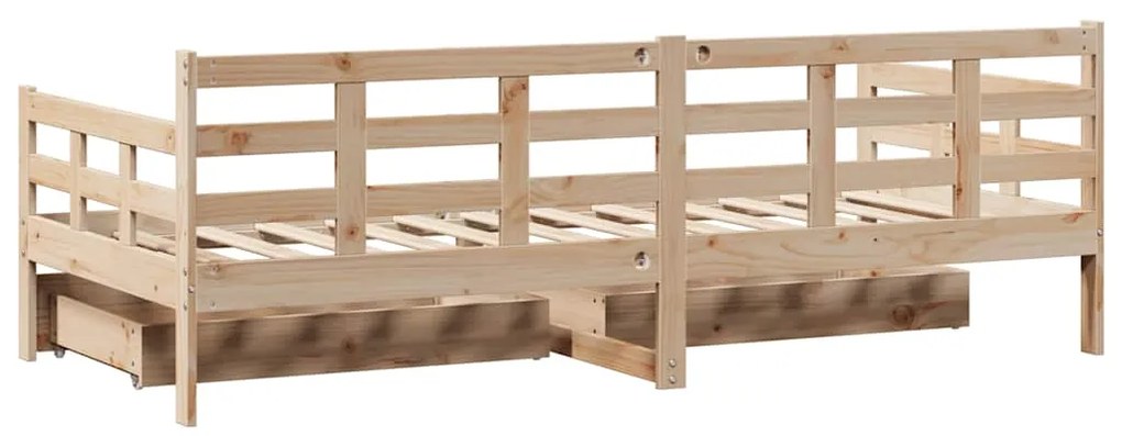 Sofá-cama com gavetas 90x200 cm madeira de pinho maciça