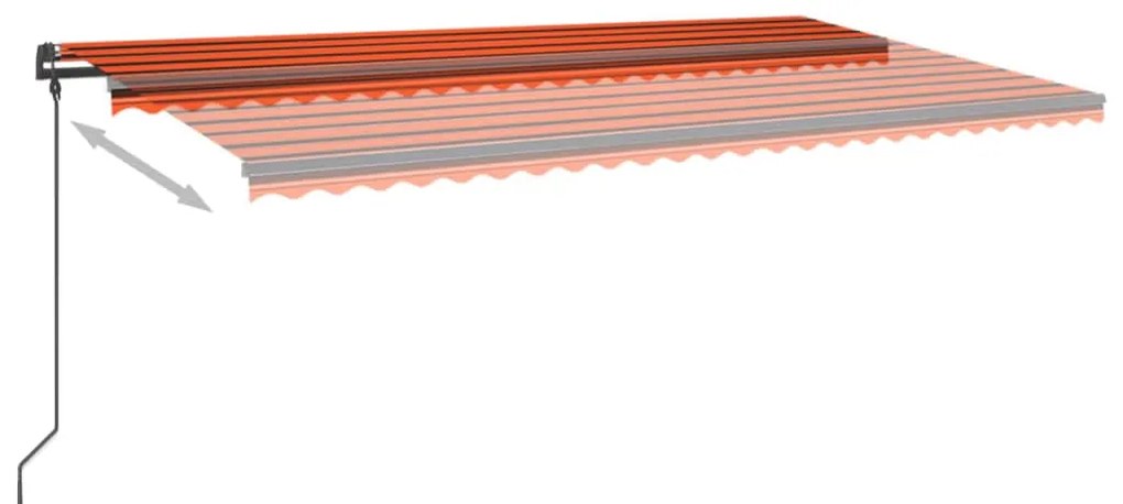 Toldo retrátil manual com LEDs 6x3,5 m laranja e castanho