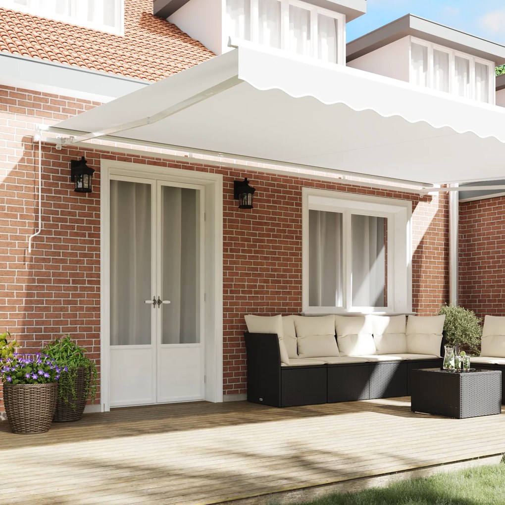 Toldo Retrátil Manual VidaXL Branco 500x350 cm