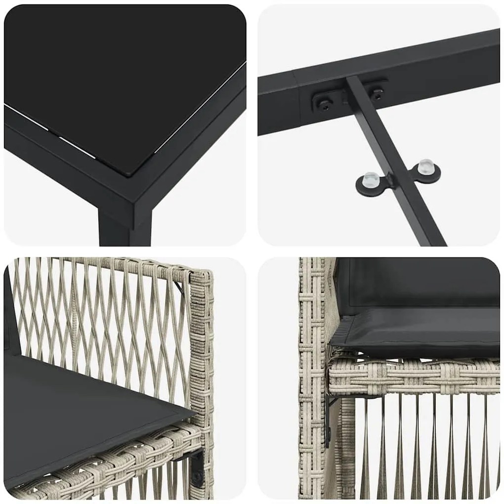 Conjunto de Jantar para Jardim com 5 Peças e Almofadas Cinza Claro