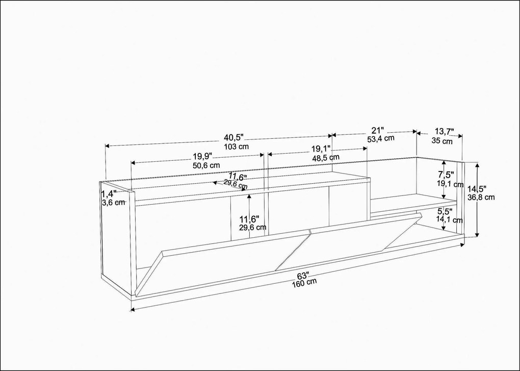 Móvel TV Krog – Branco/Antracite – 160x35x36,8 cm