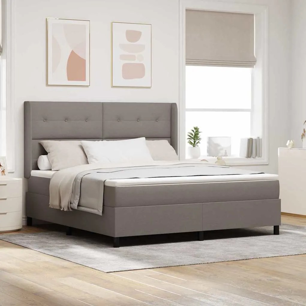 vidaXL Cama Box com Colchão Taupe, 180x200 cm, Tecido
