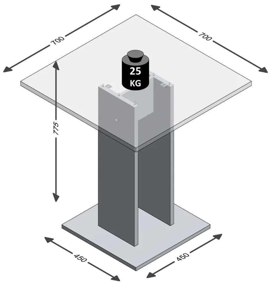 FMD Mesa de jantar 70 cm branco