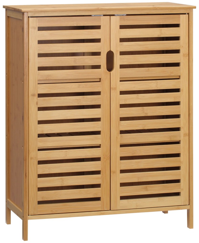 Kleankin Móvel de Banho Moderno com 2 Portas e 2 Prateleiras Ventiladas em Bambu 68x32x86 cm Cor Natural | Aosom Portugal
