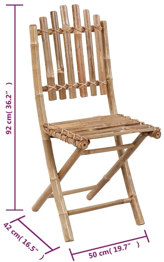 Cadeiras de jardim dobráveis c/ almofadões 2 pcs bambu