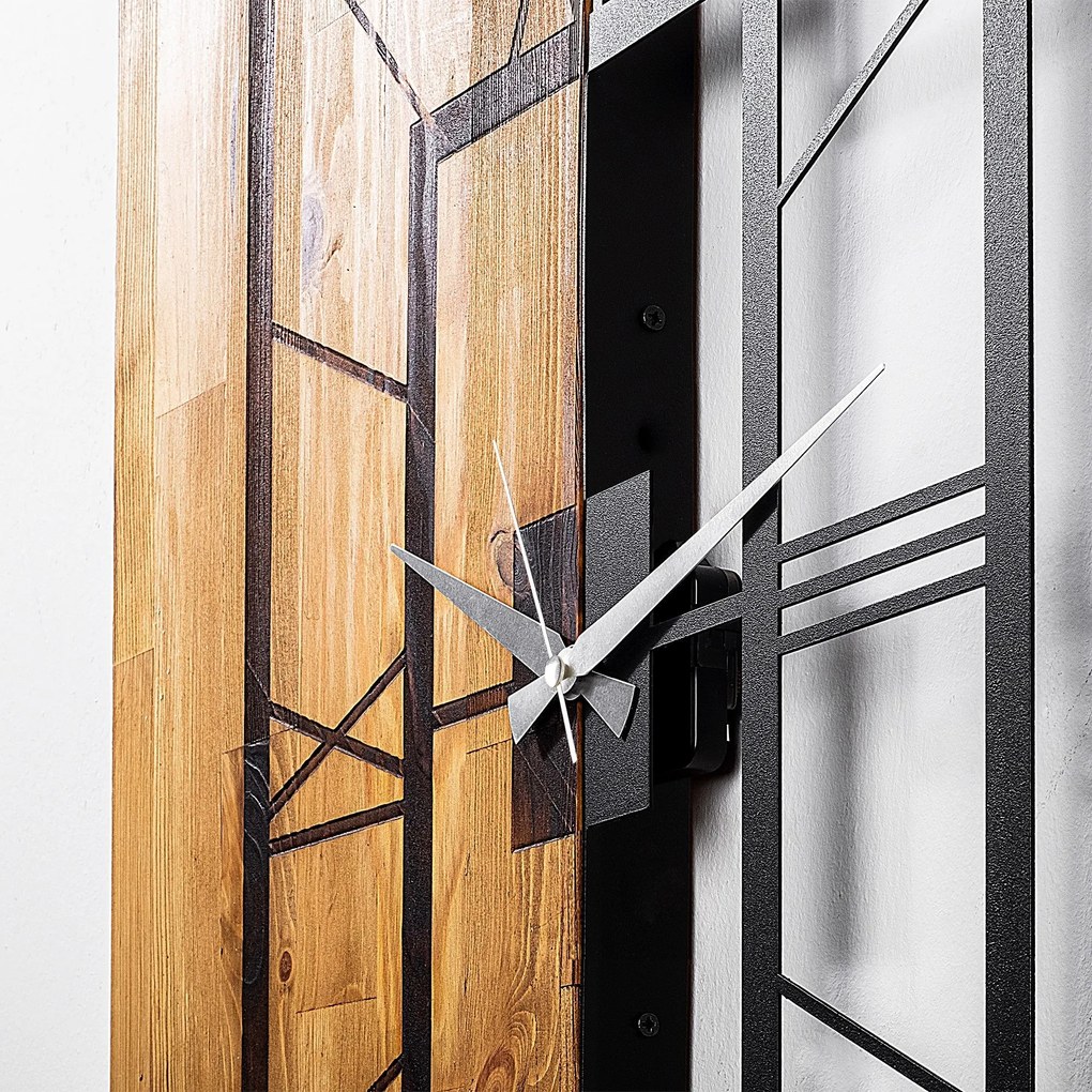 Relógio de Parede Decorativo Mas-037 – Nogueira Clara e Preto – 49 x 3