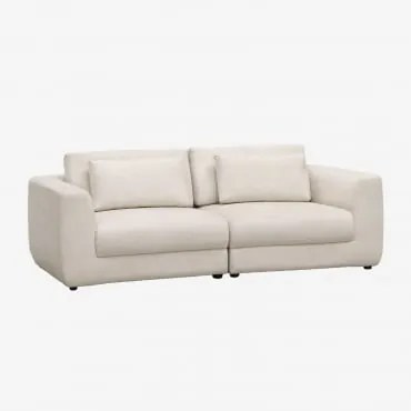 Sofá Modular De 2 Peças Com Encosto De Cabeça Regulável Em Altura Estofado Em Chenille Cataline Chenille Bege Creme - Sklum