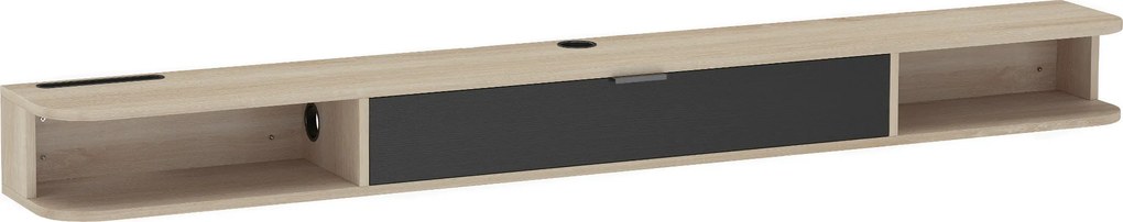 HOMCOM Móvel de TV suspenso, móvel de TV para TV até 75 polegadas (190,5 cm), gaveta rebatível 2 prateleiras 180x24x16cm madeira natural | Aosom Portugal