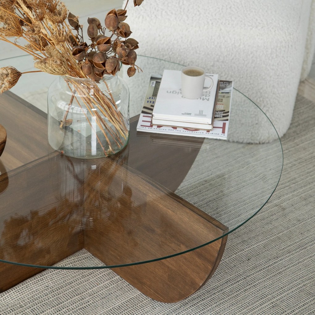 Mesa de Café Lily - Cor Nogueira - Medidas: 90cm x 30cm x 90cm