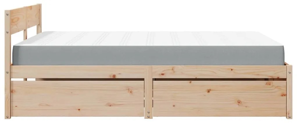 Cama com gavetas e colchão 160x200 cm pinho maciço