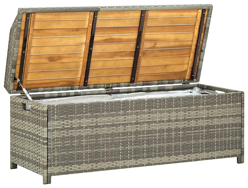 Banco de jardim c/ arrumação 120 cm vime PE cinzento