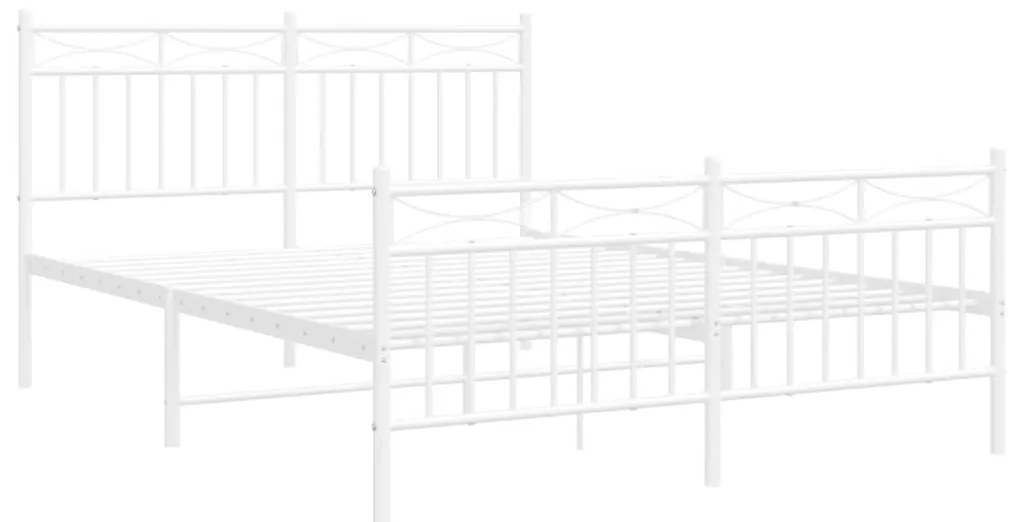 Estrutura de cama com cabeceira e pés 135x190 cm metal branco