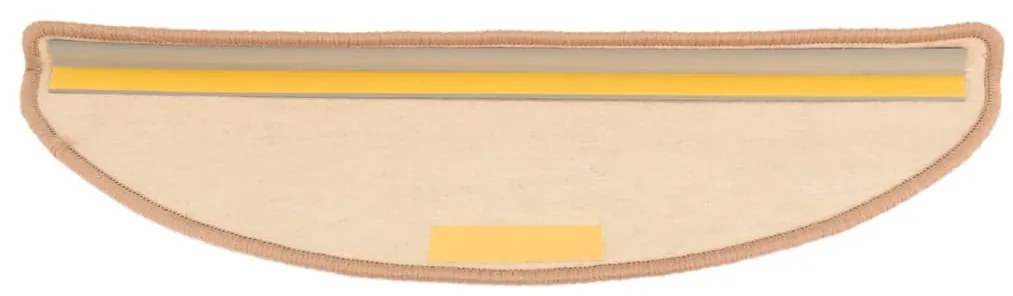 Tapetes de escada autoadesivos 15 pcs 65x21x4 cm castanho-claro