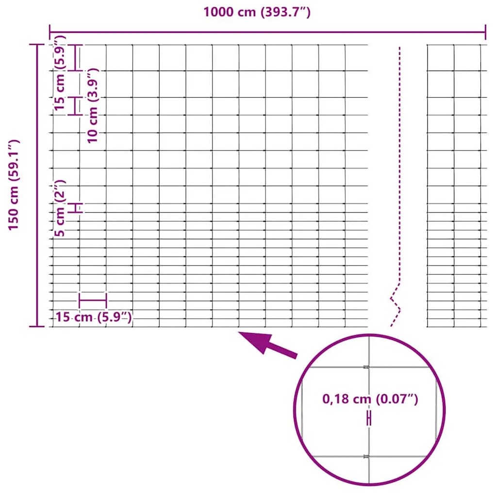 Cerca de Campo 1.6 x 10 m em Aço Galvanizado