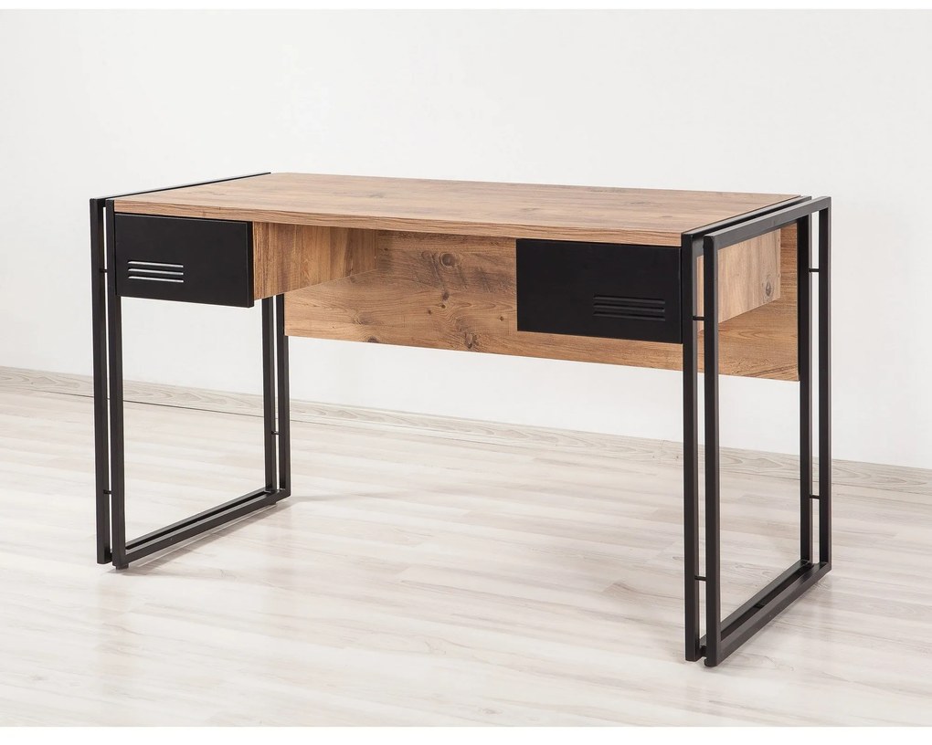 Secretária Cosmo – Pinho Atlântico Preto – 139x75x60 cm