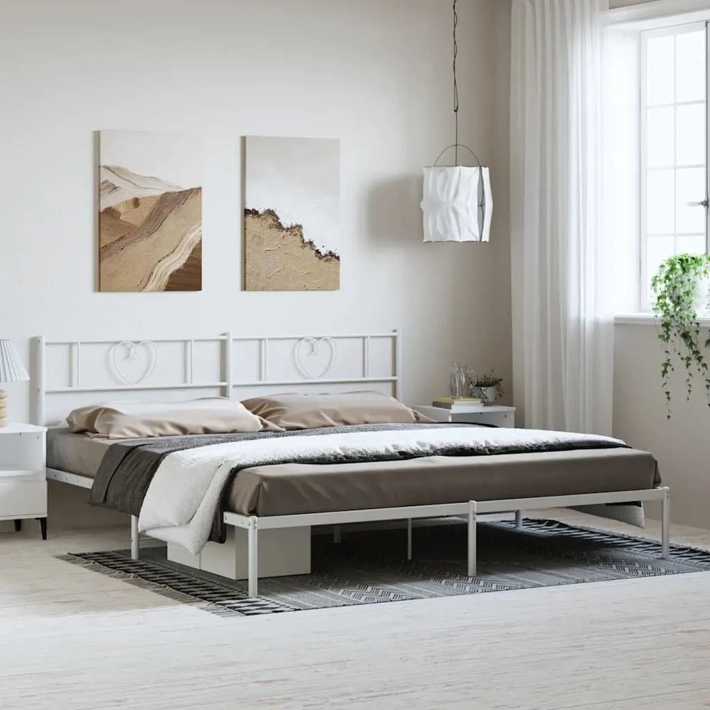 Estrutura de cama com cabeceira 183x213 cm metal branco