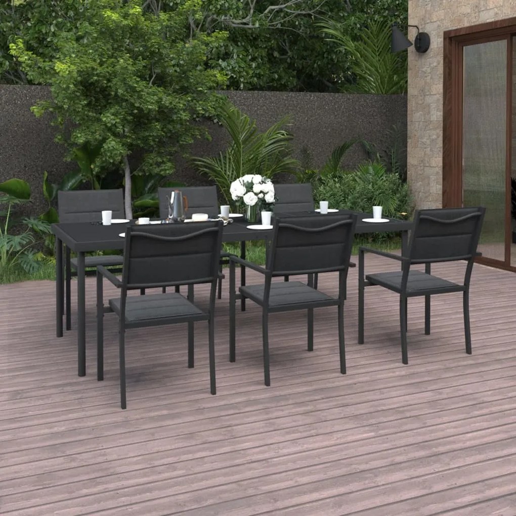vidaXL 7 pcs conjunto de jantar para exterior aço