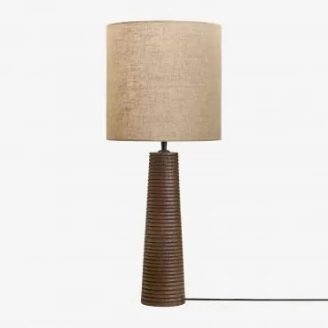 Candeeiro De Mesa Em Madeira De Manga Malva ↑40 Cm & Areia Clara Castanho Ø30 Cm - ↑30 Cm Arlina - Sklum
