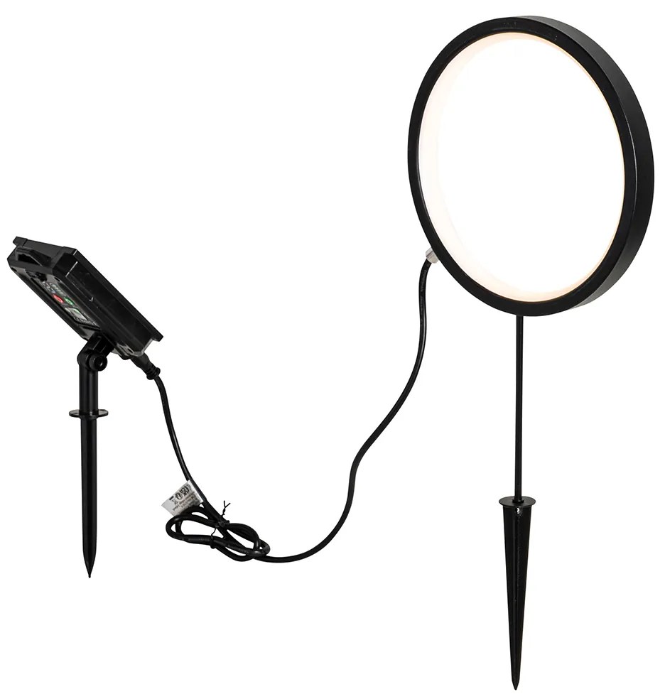 Conjunto de 2 Spots de Jardim Pretos 50cm com LED Recarregável e Solar IP65 - Adalind