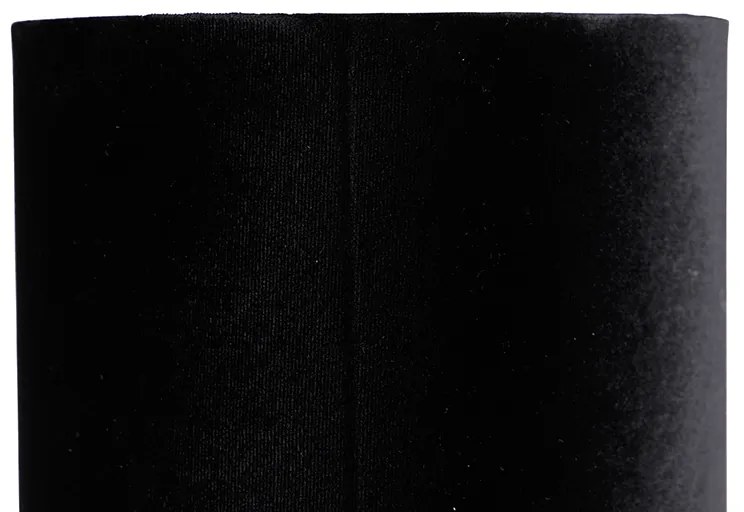 Candeeiro de mesa moderno preto com cúpula de veludo preto - Rich