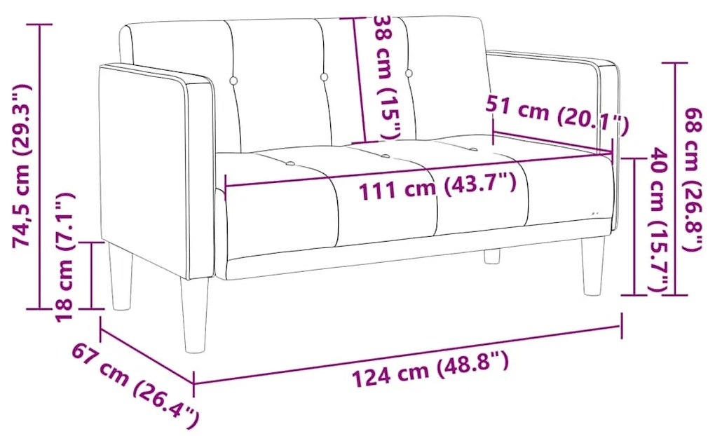 Sofá-luvas 111 cm tecido azul