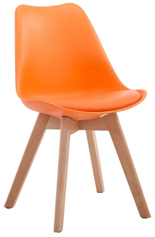 Cadeira de cozinha e sala de jantar Borneo V2 em couro sintético com estrutura em Cor Natural 48 x 84 x 41,5 cm Laranja