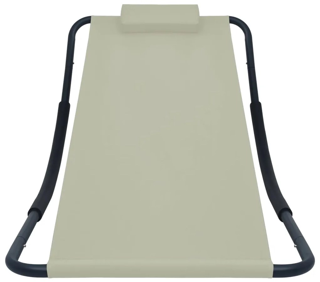 Espreguiçadeira de jardim 200x90 cm aço creme