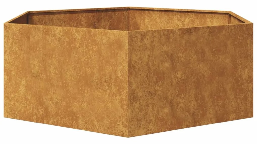 Vaso/floreira de jardim hexagonal 138x120x45 cm aço corten