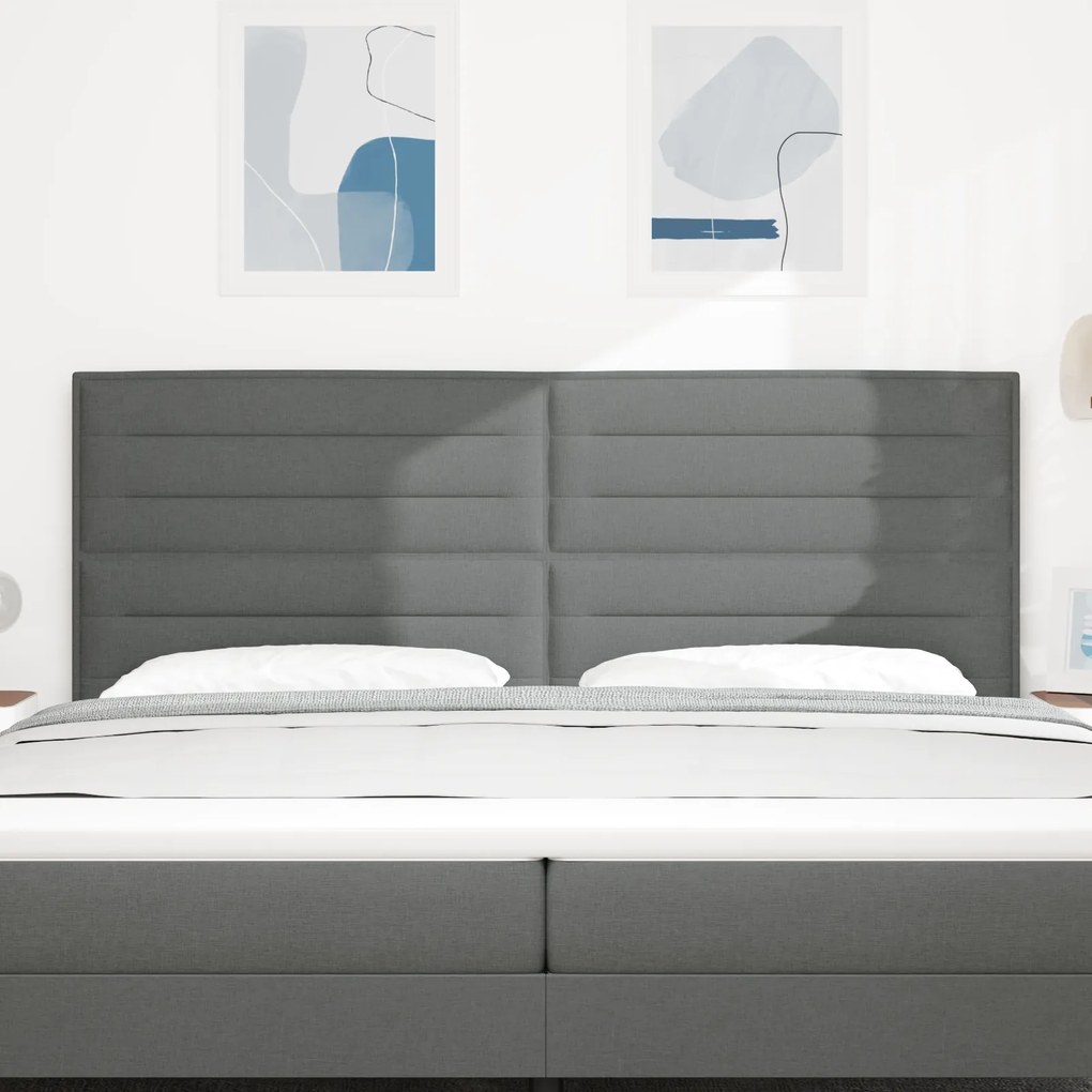 Cabeceira Design Linhas Cinza Escuro 200 cm Tecido