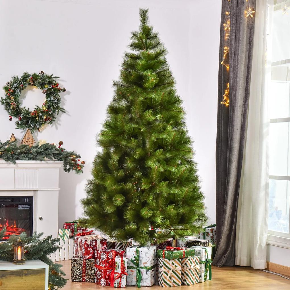 HOMCOM Árvore de Natal 210cm Árvore de Natal Artificial com 505 Ramos e Suporte Metálico Decoração De Natal Ø90x210cm Verde
