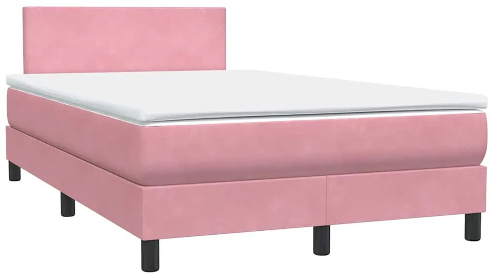 Cama com molas/colchão 120x220 cm veludo rosa