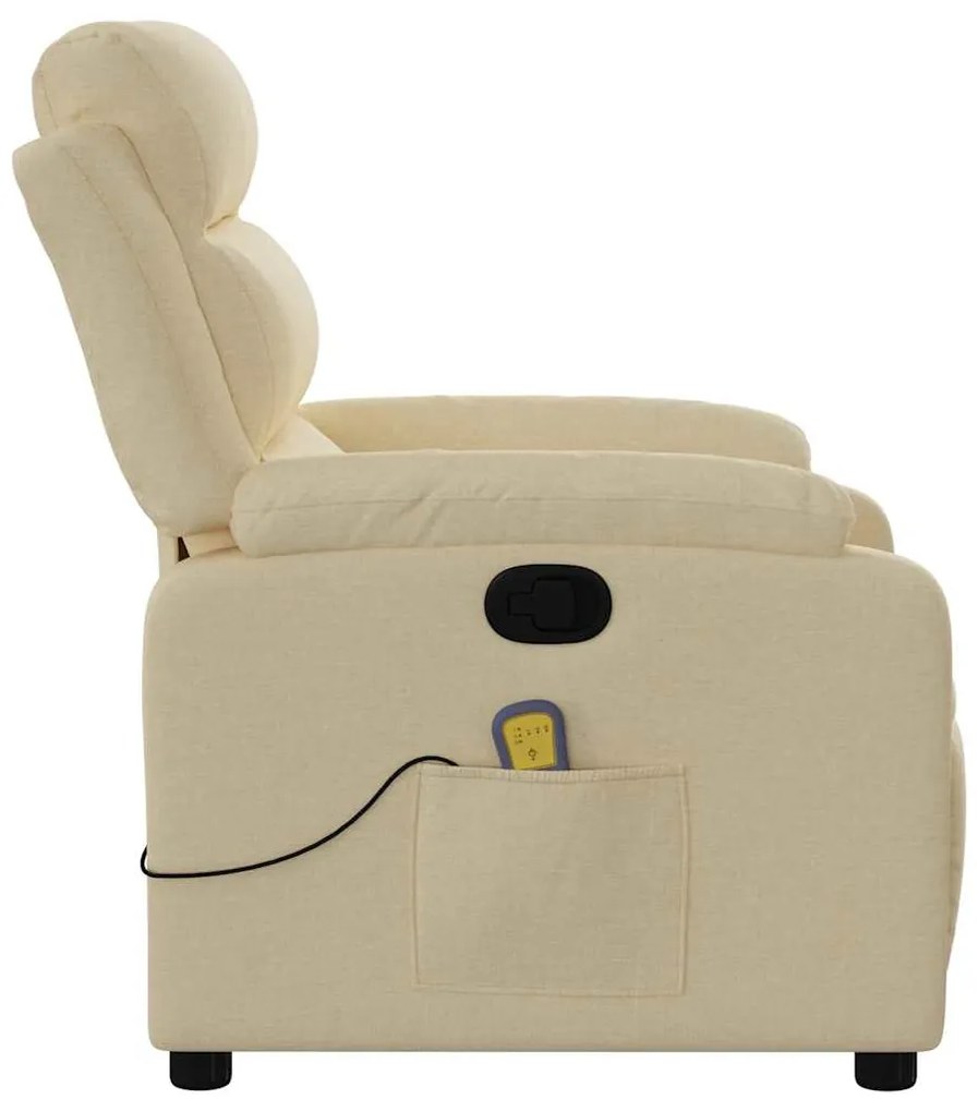 Poltrona de massagens reclinável tecido cor creme