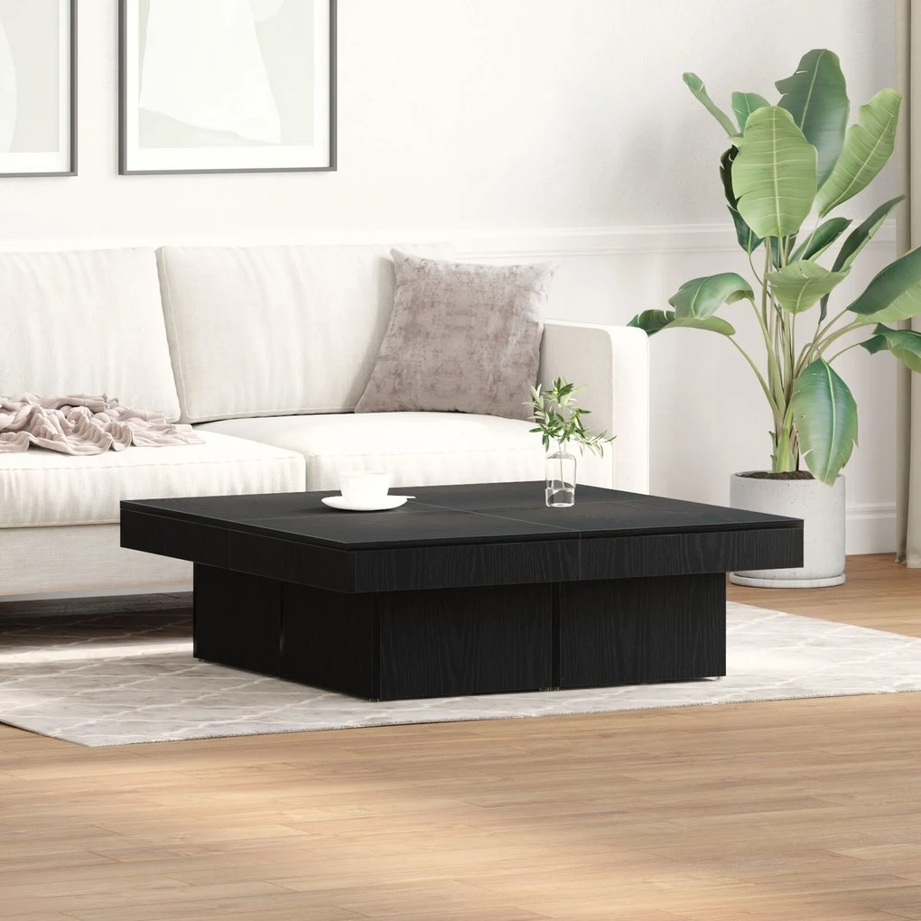 Mesa de Centro vidaXL Preta em Carvalho de 90x90x28 cm de Madeira de E