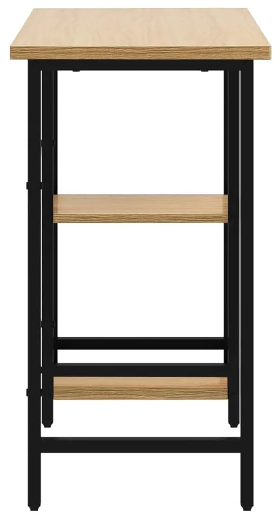 Secretária p/ PC 80x40x72 cm MDF e metal preto/carvalho-claro